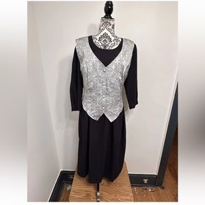 stacy tyler vintage women's black silver back tie jacket dress Size 20